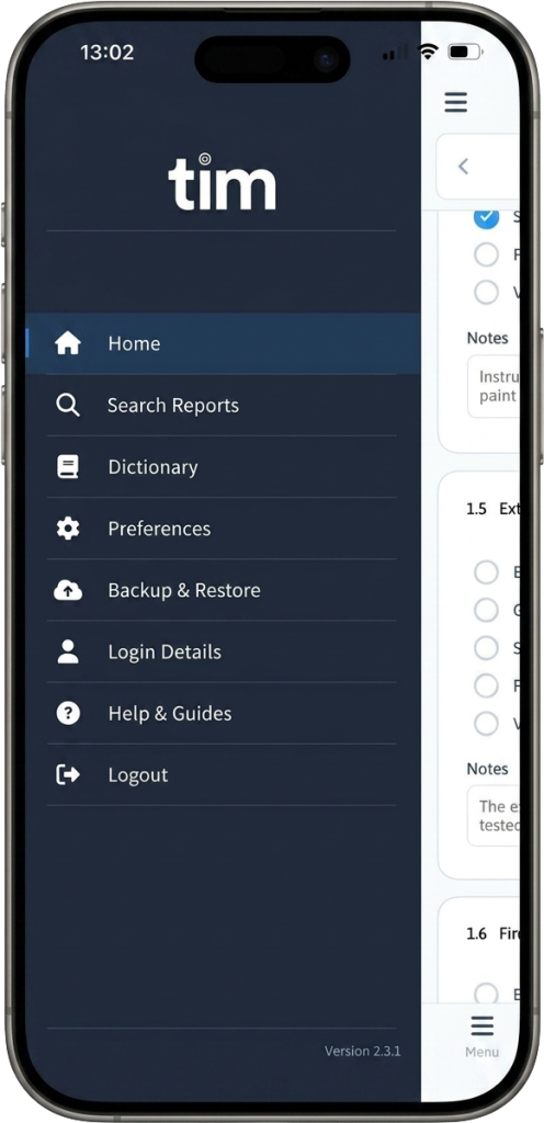 top right menu